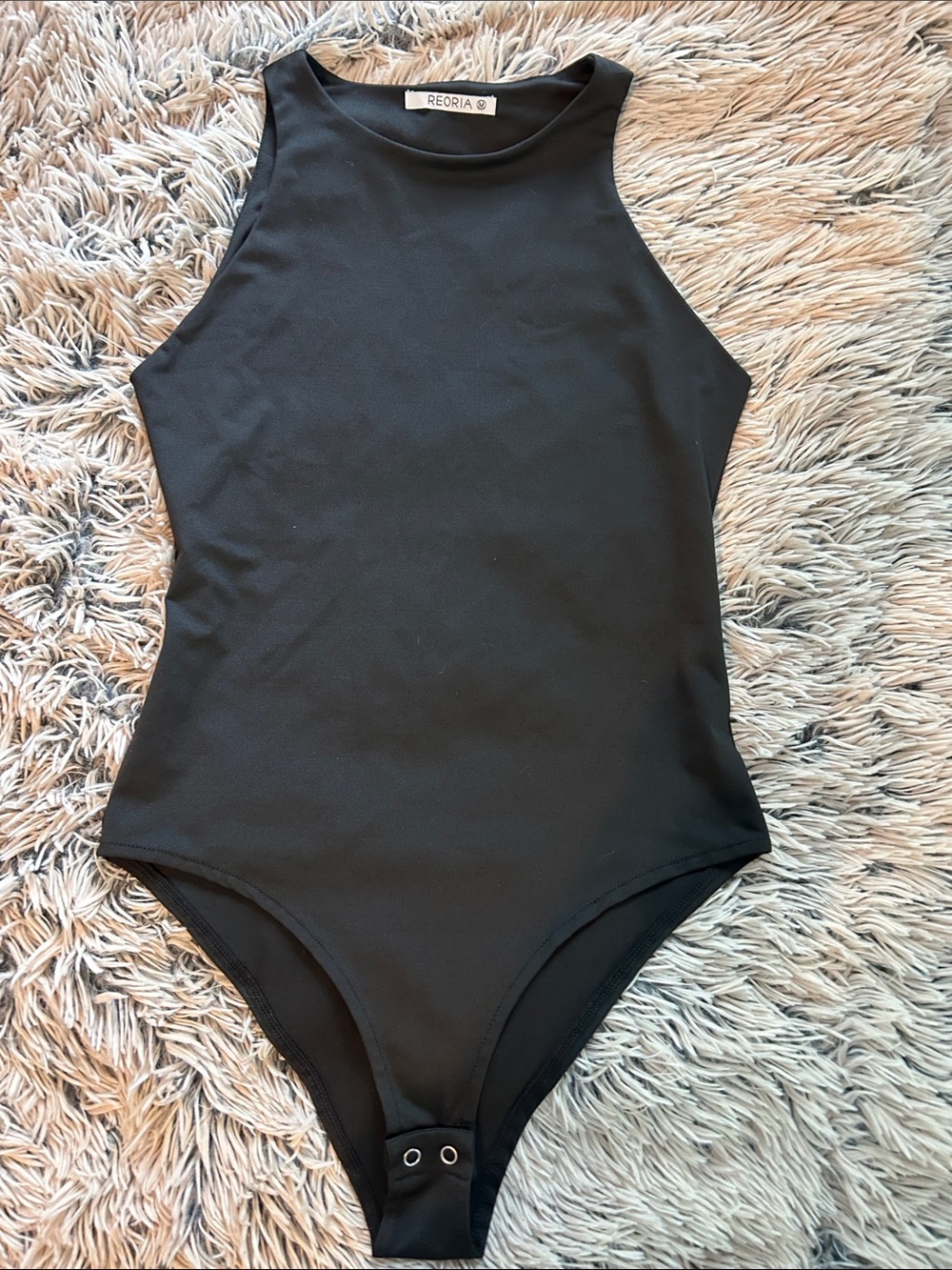 ReoRia Black High-Neck Sleeveless Bodysuit Size Medium
